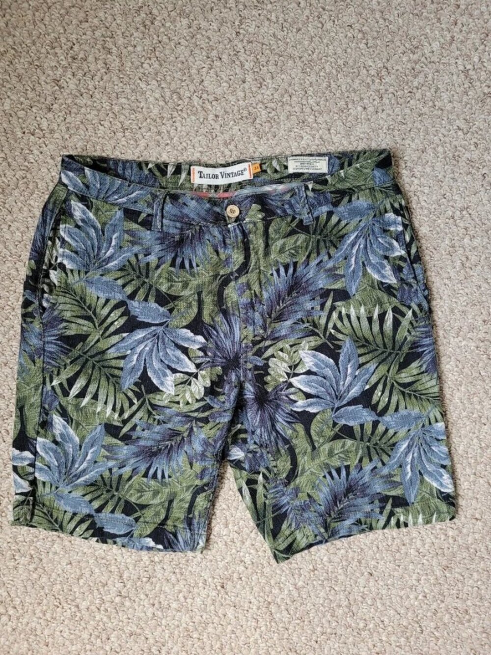 Tailor Vintage Linen Cotton Blend Men's Tropical Shorts size 34